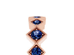 Round Blue Sapphire Square Bezel Chevron Band in Rose gold with Milgrain Detailing_5
