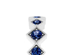 Round Blue Sapphire Square Bezel Chevron Band in White gold with Milgrain Detailing_5