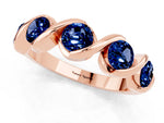 Round Blue Sapphire Wave Band in Rose gold with Channel Setting and Shared Prongs_1