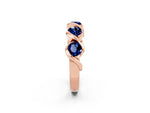 Round Blue Sapphire Wave Band in Rose gold with Channel Setting and Shared Prongs_2