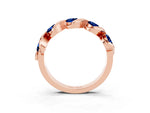 Round Blue Sapphire Wave Band in Rose gold with Channel Setting and Shared Prongs_3