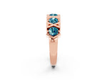 Round Blue Topaz Channel Set Band in Rose gold with X-Prong Detail_2