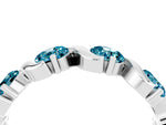 Round Blue Topaz Half Eternity Band in Platinum with Wave Prong Setting_4