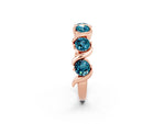 Round Blue Topaz Half Eternity Band in Rose gold with Wave Prong Setting_2