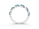 Round Blue Topaz Half Eternity Band in Silver with Wave Prong Setting_3
