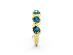 Round Blue Topaz Half Eternity Band in Yellow gold with Wave Prong Setting_2