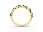 Round Blue Topaz Half Eternity Band in Yellow gold with Wave Prong Setting_3