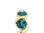 Round Blue Topaz Half Eternity Band in Yellow gold with Wave Prong Setting_5