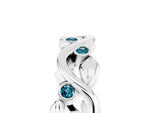 Round Blue Topaz Leaf Motif Eternity Band in Platinum with Bezel Setting_5