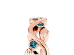 Round Blue Topaz Leaf Motif Eternity Band in Rose gold with Bezel Setting_5