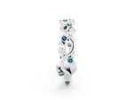 Round Blue Topaz Leaf Motif Eternity Band in White gold with Bezel Setting_2