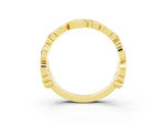 Round Blue Topaz Leaf Motif Eternity Band in Yellow gold with Bezel Setting_3