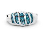Round Blue Topaz Multi-Row Crossover Band in Platinum with Polished Curves