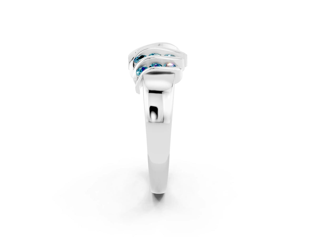 Round Blue Topaz Multi-Row Crossover Band in Platinum with Polished Curves_2
