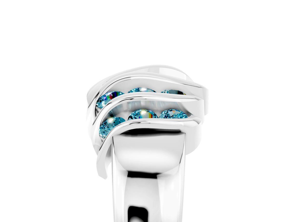 Round Blue Topaz Multi-Row Crossover Band in Platinum with Polished Curves_5