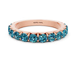 Round Blue Topaz Polished Half Eternity Band in Rose gold with Classic Prong Setting