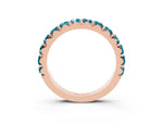 Round Blue Topaz Polished Half Eternity Band in Rose gold with Classic Prong Setting_3