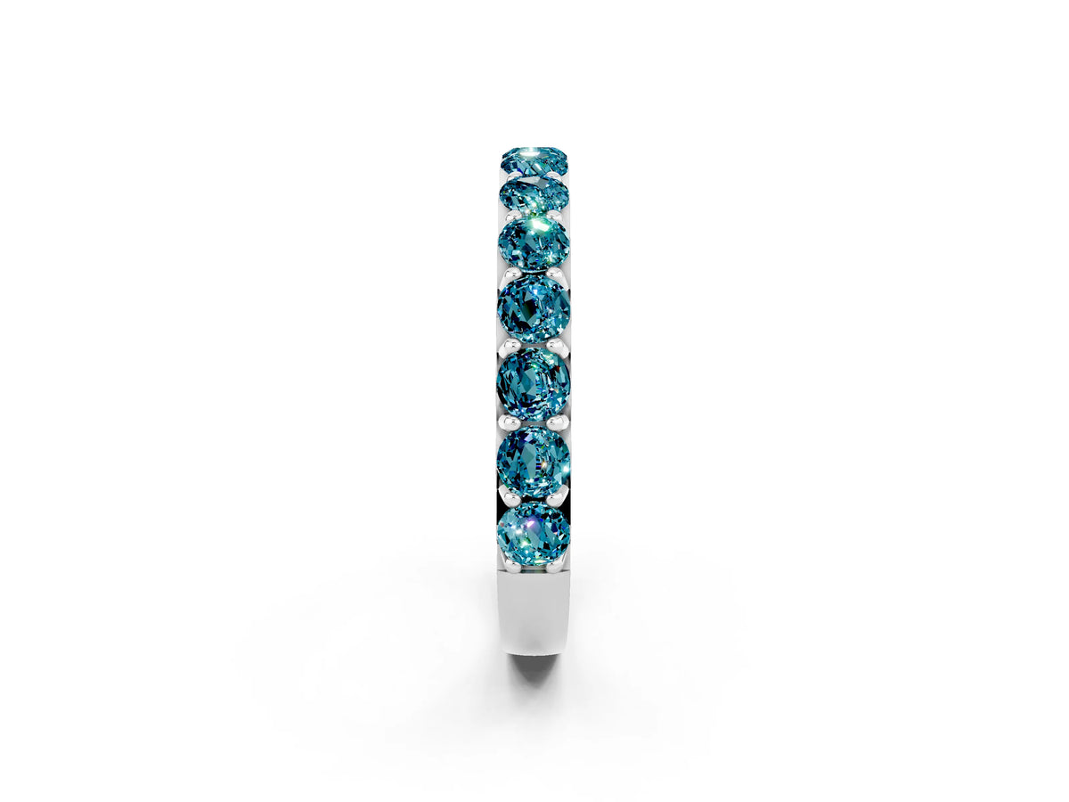 Round Blue Topaz Polished Half Eternity Band in Silver with Classic Prong Setting_2