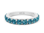 Round Blue Topaz Polished Half Eternity Band in White gold with Classic Prong Setting