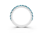 Round Blue Topaz Polished Half Eternity Band in White gold with Classic Prong Setting_3