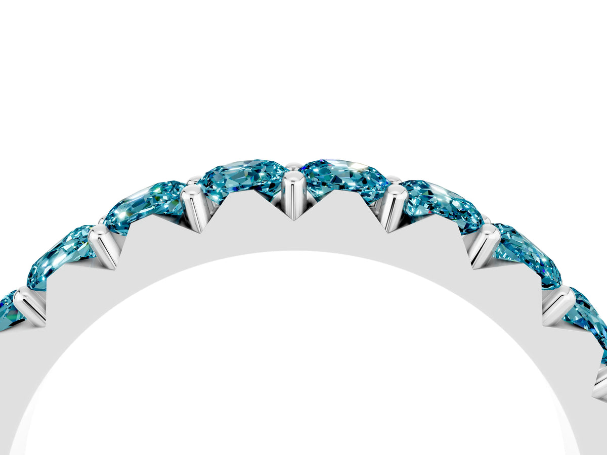 Round Blue Topaz Polished Half Eternity Band in White gold with Classic Prong Setting_4
