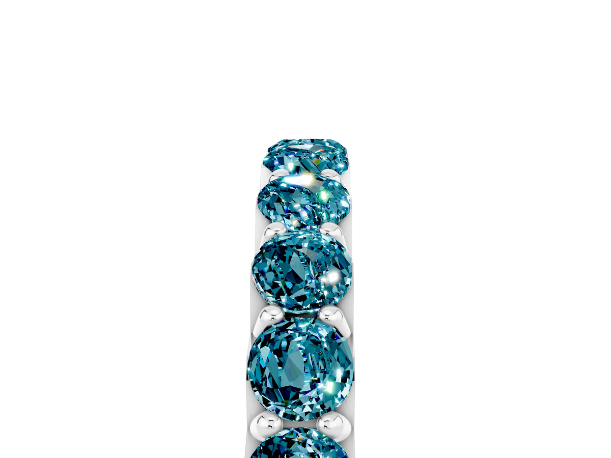 Round Blue Topaz Polished Half Eternity Band in White gold with Classic Prong Setting_5