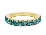 Round Blue Topaz Polished Half Eternity Band in Yellow gold with Classic Prong Setting