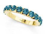 Round Blue Topaz Polished Half Eternity Band in Yellow gold with Classic Prong Setting_1