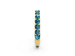 Round Blue Topaz Polished Half Eternity Band in Yellow gold with Classic Prong Setting_2