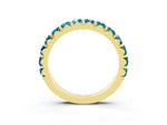 Round Blue Topaz Polished Half Eternity Band in Yellow gold with Classic Prong Setting_3