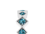 Round Blue Topaz Square Bezel Chevron Band in Platinum with Milgrain Detailing_5