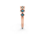 Round Blue Topaz Square Bezel Chevron Band in Rose gold with Milgrain Detailing_2
