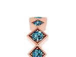 Round Blue Topaz Square Bezel Chevron Band in Rose gold with Milgrain Detailing_5