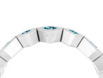 Round Blue Topaz Square Bezel Chevron Band in Silver with Milgrain Detailing_4