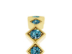 Round Blue Topaz Square Bezel Chevron Band in Yellow gold with Milgrain Detailing_5