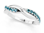 Round Blue Topaz Twisted Infinity Band in Platinum with Prong Setting_1