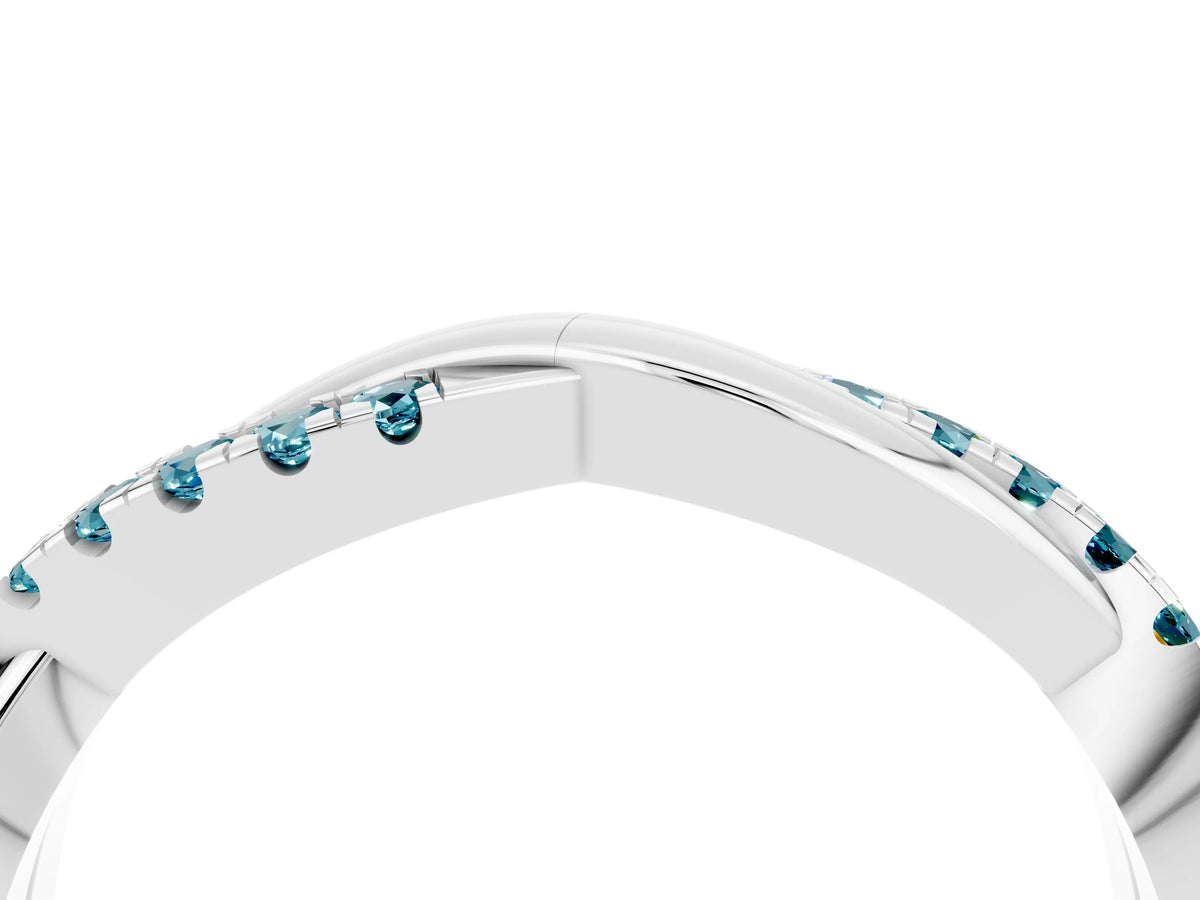 Round Blue Topaz Twisted Infinity Band in Platinum with Prong Setting_4