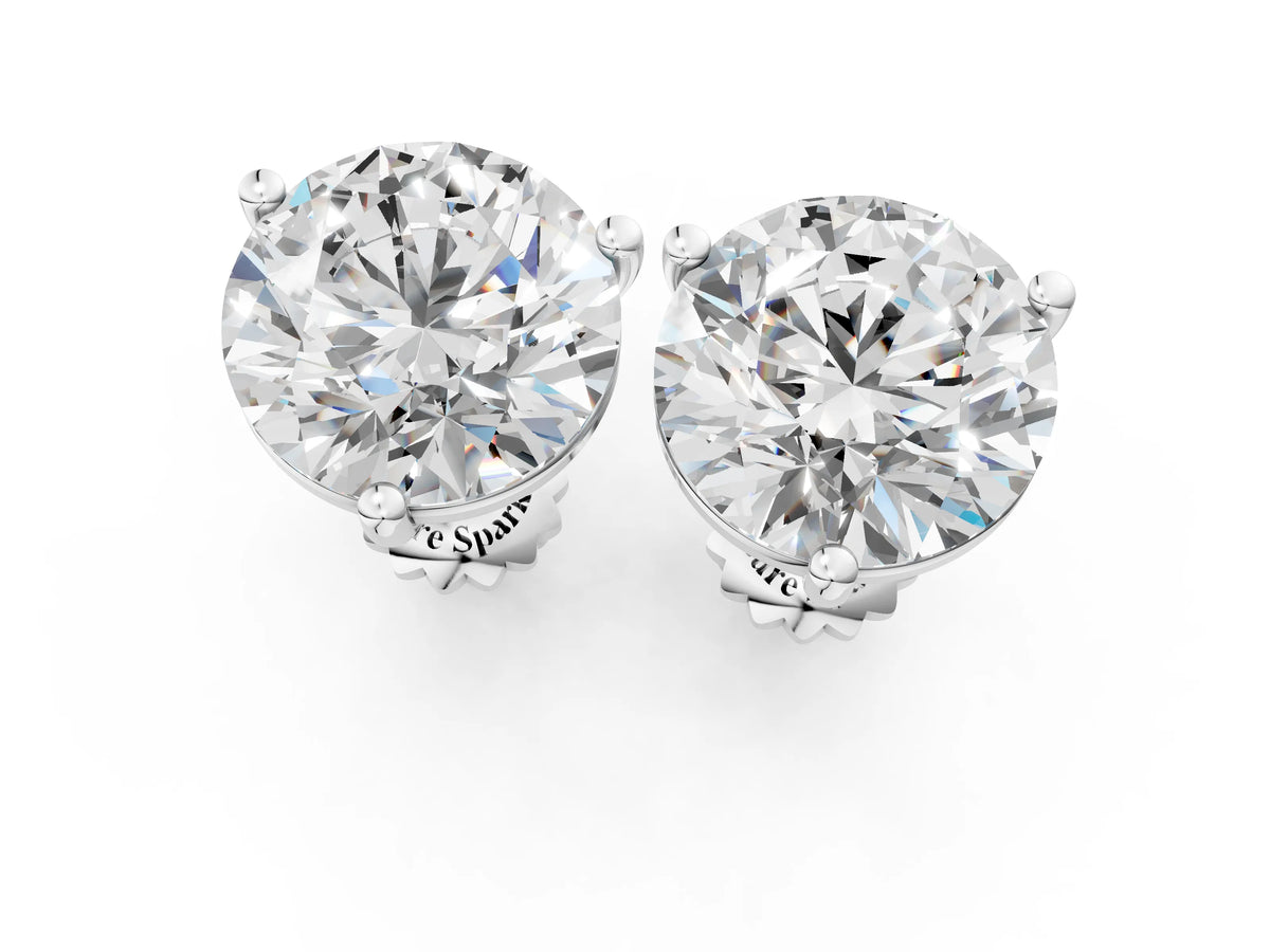 Round Brilliant Diamond Stud Earrings in Silver with Martini Setting_1