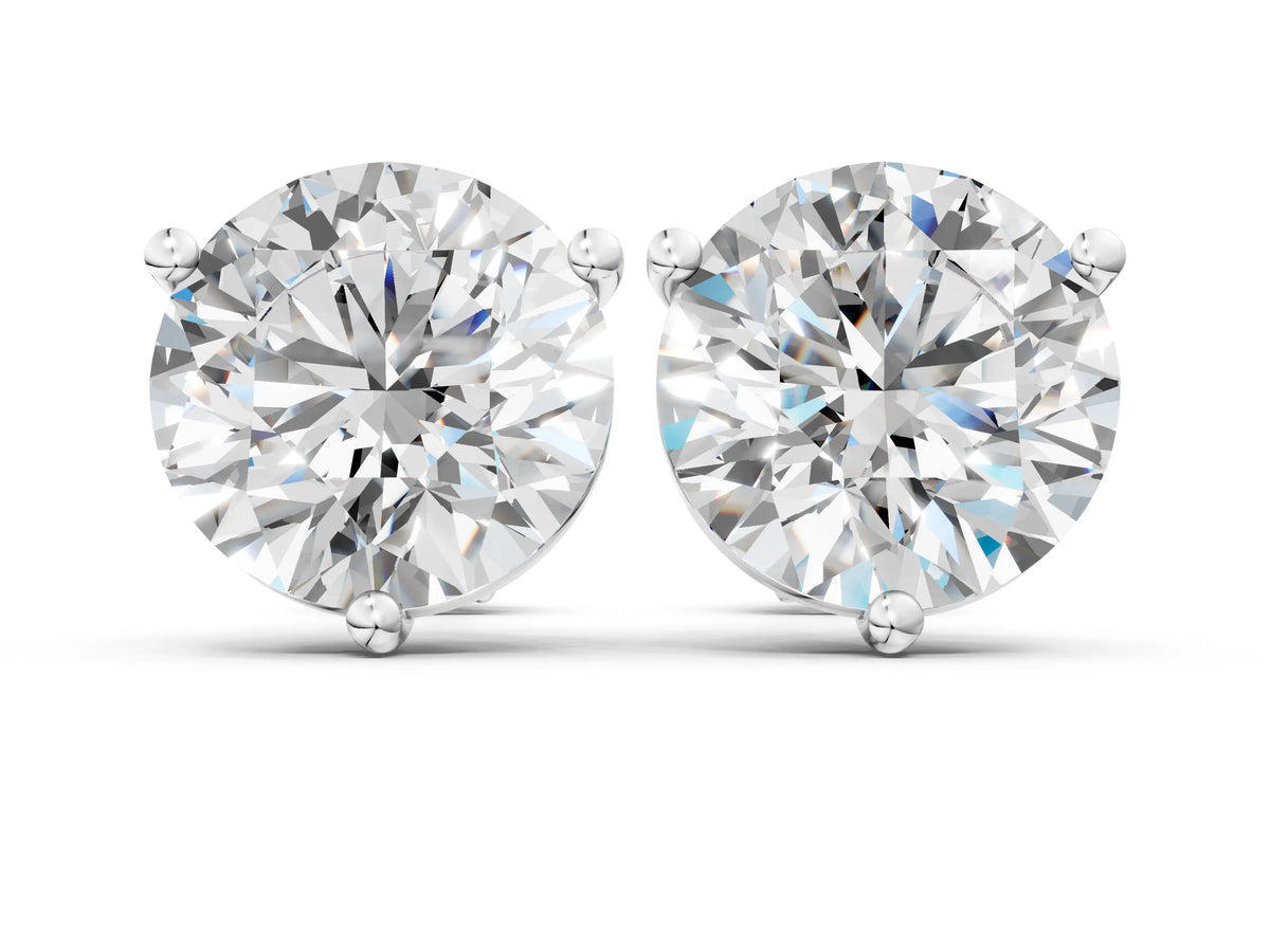 Round Brilliant Diamond Stud Earrings in White gold with Martini Setting