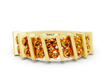 Round Citrine Anniversary Band in Yellow gold with Channel Setting and Vertical Prongs