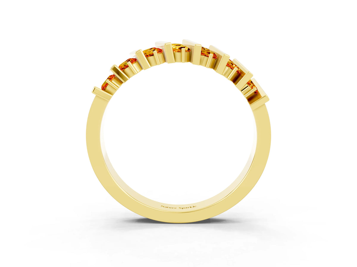 Round Citrine Anniversary Band in Yellow gold with Channel Setting and Vertical Prongs_3