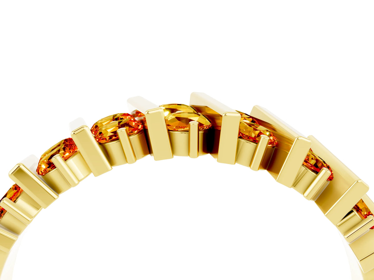 Round Citrine Anniversary Band in Yellow gold with Channel Setting and Vertical Prongs_4