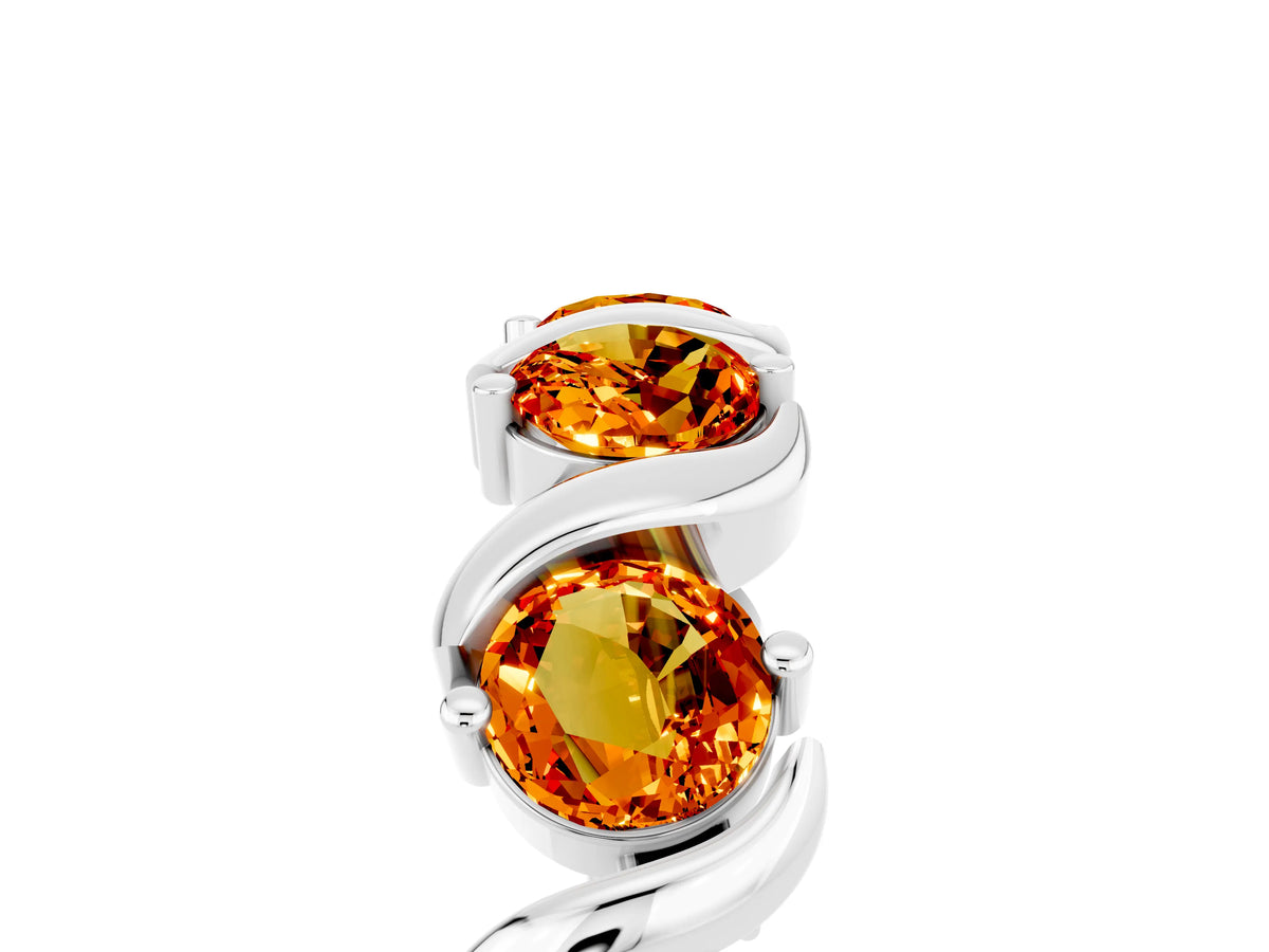 Round Citrine Half Eternity Band in Platinum with Wave Prong Setting_5