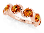 Round Citrine Half Eternity Band in Rose gold with Wave Prong Setting_1