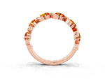 Round Citrine Half Eternity Band in Rose gold with Wave Prong Setting_3