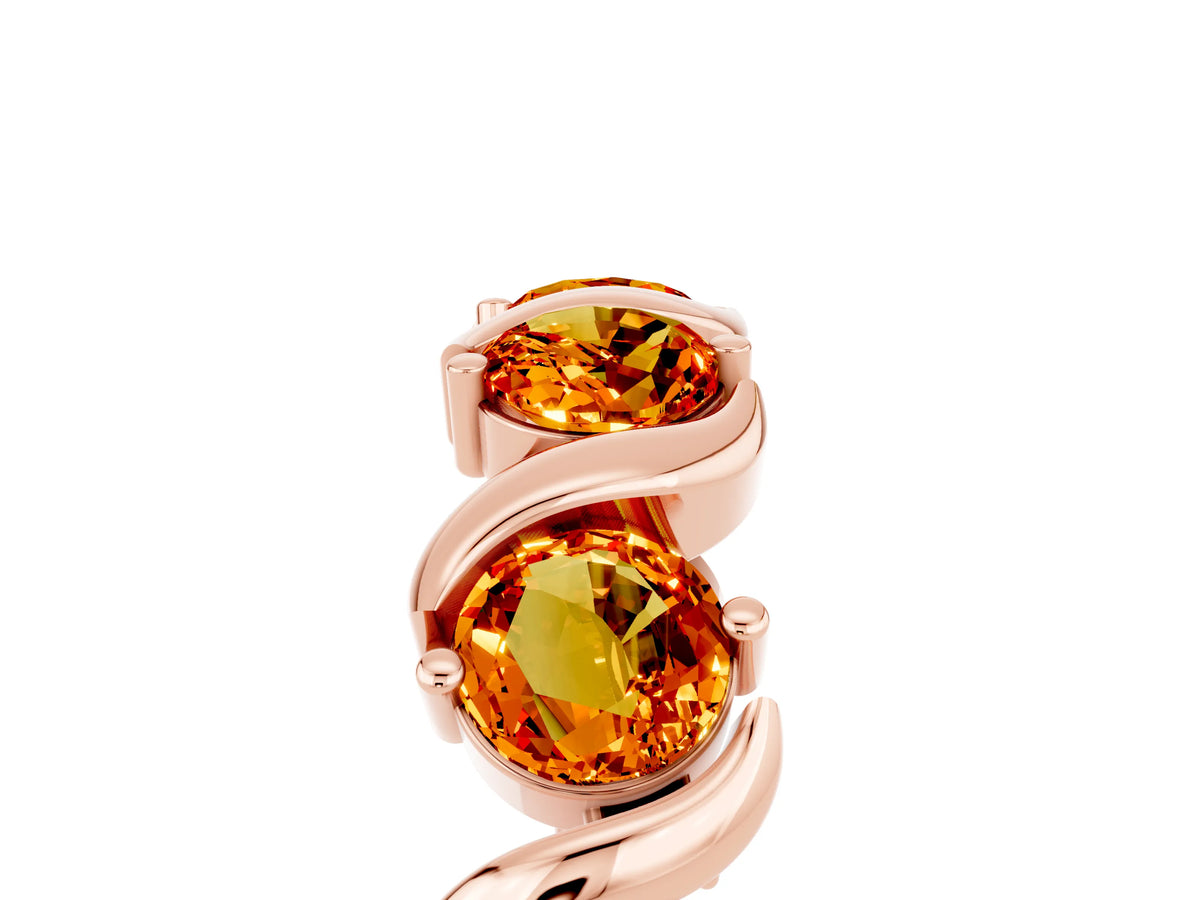 Round Citrine Half Eternity Band in Rose gold with Wave Prong Setting_5