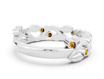 Round Citrine Leaf Motif Eternity Band in Platinum with Bezel Setting
