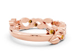 Round Citrine Leaf Motif Eternity Band in Rose gold with Bezel Setting