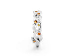 Round Citrine Leaf Motif Eternity Band in Silver with Bezel Setting_2