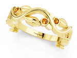 Round Citrine Leaf Motif Eternity Band in Yellow gold with Bezel Setting_1
